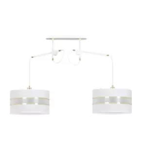 Korno White Pendant Ceiling Light with Black, Gold Fabric Shades, 2x E27