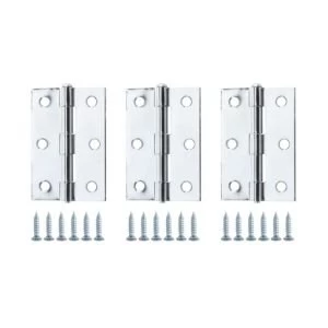 Chrome Effect Metal Loose Pin Butt Hinge Pack of 3