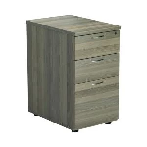 Jemini Grey Oak 3 Drawer Desk High Pedestal D600 KF78949