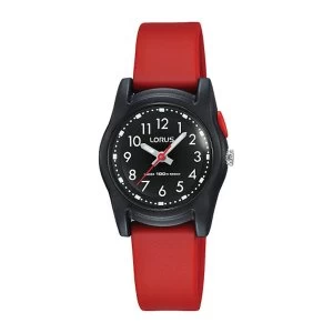 Lorus R2381MX9 Chidrens Analogue Watch - Red with Black Case & Dial