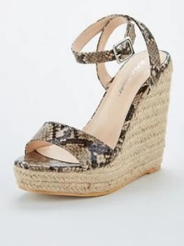 Public Desire Sydney Wedge Snake Print Sandals - Animal Print