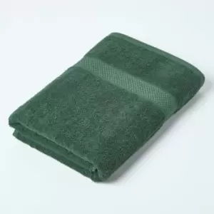 HOMESCAPES Turkish Cotton Bath Towel, Dark Green - Dark Green