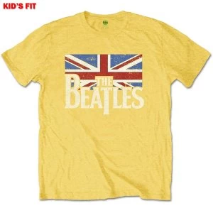 The Beatles - Logo & Vintage Flag Kids 13 - 14 Years T-Shirt - Yellow