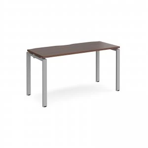 Adapt II Single Desk 1400mm x 600mm - Silver Frame Walnut top