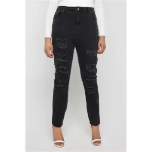 I Saw It First Washed Black Stretch Extreme Distressed Skinny Jeans - Black