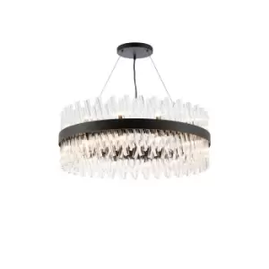 Lysander 24 Light G9, Ceiling Pendant Round, Satin Black, Clear Item Weight: 23.13kg