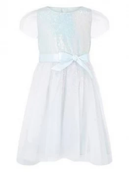 Monsoon Girls Sequin Dress - Pale Blue Size 4 Years, Women