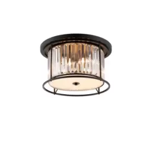 Guilford Ceiling Lamp, 4 Light E27, Satin Black, Clear