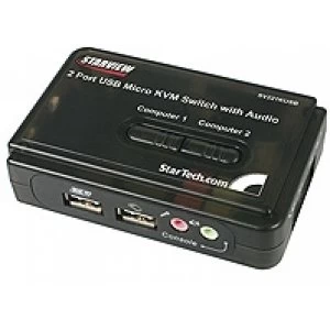 StarTech 2 Port Black USB KVM Switch Kit with Audio and Cables