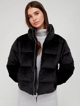 Superdry Studios Velvet Down Padded Jacket - Black, Size 8, Women