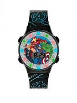 Disney Avengers Digital Dial Black Silicone Strap Kids Watch