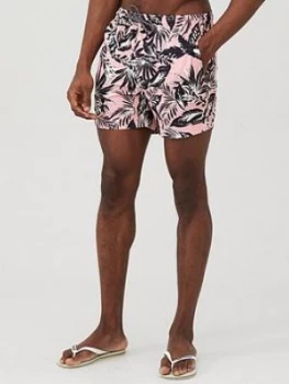 Superdry Edit Floral Print Swim Shorts - Pink, Size 2XL, Men