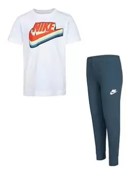 Nike Younger Boys Sportswear Futura Tee & Pant Set, White, Size 2-3 Years