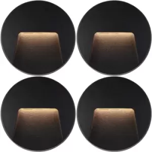 4 PACK Round Outdoor IP65 Pathway Guide Light - Indirect CCT LED - Black ABS