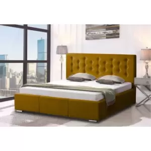 Envisage Trade - Pinia Upholstered Beds - Plush Velvet, Double Size Frame, Mustard - Mustard