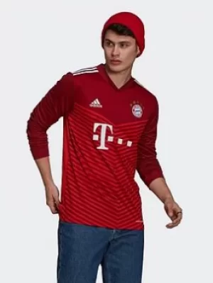 adidas Fc Bayern 21/22 Long Sleeve Home Jersey, Red Size M Men