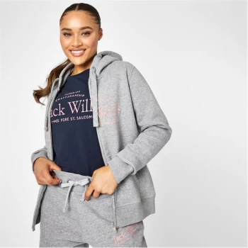 Jack Wills Hunston Logo Zip Hoodie - Grey marl