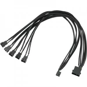 PC fan Y cable [5x PC fan plug 4-pin - 1x PC fan socket 4-pin, IDE power plug 4-pin] 45.00cm Black Akasa