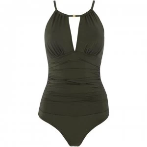 Biba Icon Highneck Swimsuit - Khaki