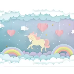 Unicorn Dream Blue Wall Mural - 3.5m x 2.8m