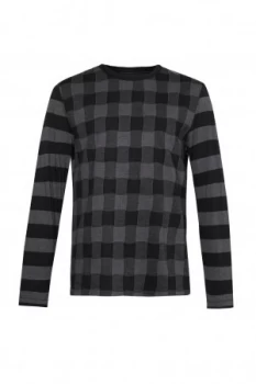 Mens French Connection Buffalo Pique Check Top Black Grey