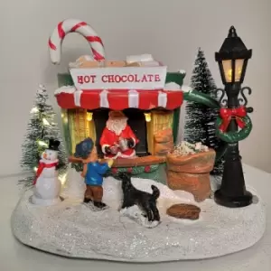 Christmas 19cm Illuminated Hot Chocolate Shop Battery Operated - Festive