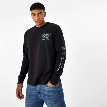 Jack Wills Graphic Print Long Sleeve T-Shirt - Black