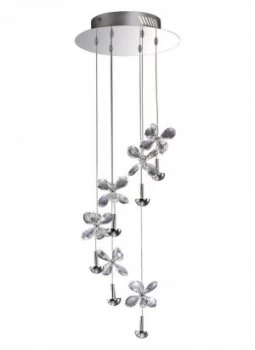 Ceiling Cluster Pendant 6 Light 4000K LED Polished Chrome, Crystal