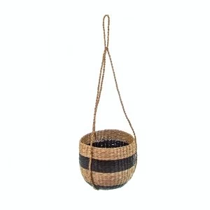 Sass & Belle Black Stripe Seagrass Hanging Planter