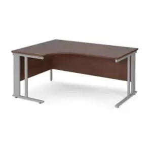 Office Desk Left Hand Corner Desk 1600mm Walnut Top With Silver Frame 1200mm Depth Maestro 25 MCM16ELSW