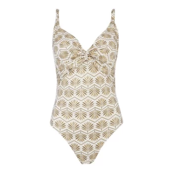 Biba Deco Palm Icon Swimsuit - White & Gold