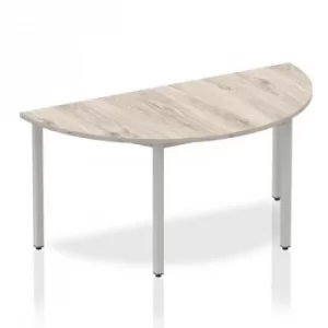 Impulse Semi-circle Table 1600 Grey Oak Box Frame Leg Silver