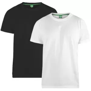 Duke Mens Fenton Kingsize D555 Round Neck T-Shirts (Pack Of 2) (5XL) (Black/White)