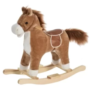 Homcom Kids Plush Rocking Horse with Realistic Noises, Brown