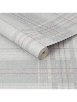 Superfresco Rhea Plaid Grey / Rose Gold Wallpaper