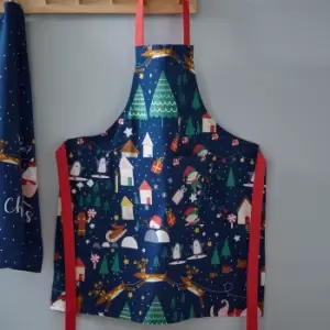 Catherine Lansfield Santa's Christmas Wonderland Apron Navy