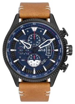 AVI-8 HAWKER HUNTER Chronograph Blue Dial Brown Watch