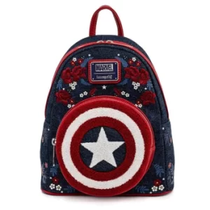 Loungefly Marvel Captain America 80th Anniversary Floral Sheild Mini Backpack