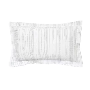 Bedeck of Belfast Nami Textured Stripe Oxford Pillowcase, White/Silver