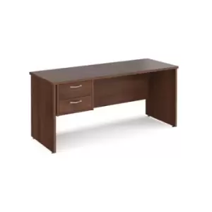 Office Desk Rectangular Desk 1600mm With Pedestal Walnut Top And Panel End Leg 600mm Depth Maestro 25