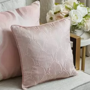 Prestigious Textiles Boudoir Art Deco Jacquard Piped Edge Cushion Cover, Blush, 43 x 43 Cm