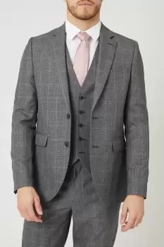 Mens Slim Fit Charcoal Herringbone Suit Jacket