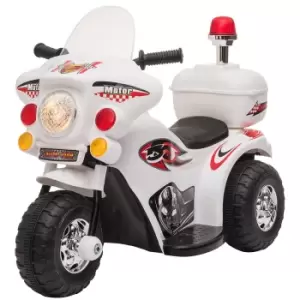 Reiten Kids Electric Motorbike Ride On Toy 6V with Light, Music, Horn & Storage - White