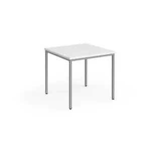 Flexi 25 square table with silver frame 800mm x 800mm - white