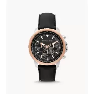 Michael Kors Mens Cortlandt Chronograph Leather Watch - Black