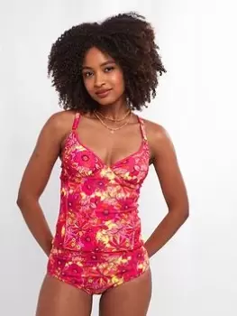 Joe Browns Floral Festival Retro Tankini Top - Pink, Size 18, Women