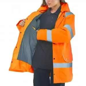 Beeswift High Visibility Fleece Lined Traffic Jacket Orange 3XL