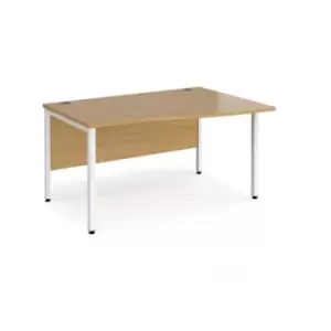 Office Desk Right Hand Wave Desk 1400mm Oak Top With White Frame Maestro 25 MB14WRWHO