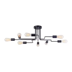 Gilbert Ceiling Lamp Black, 8 Light, E27