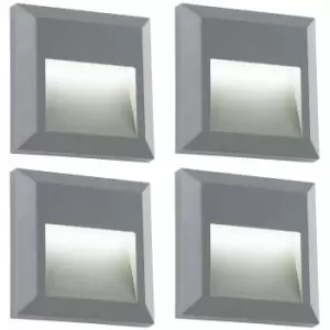 4 PACK Square IP65 Guide Light - Indirect 1.1W Warm White LED - Gray ABS